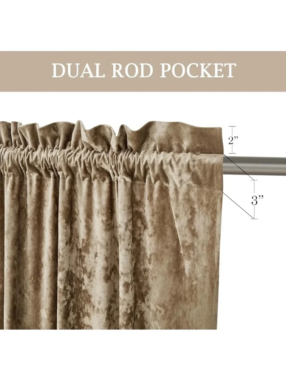 Luxury Velvet Curtain Panel Pair in Tan 100x84in